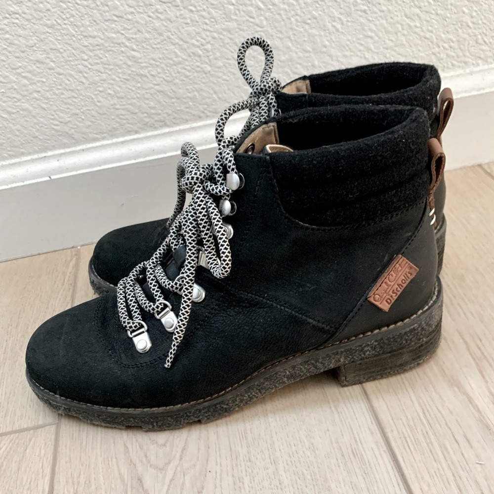 Dr. Scholl’s Tristan Hiking Boots Low Heel Black with Contrast Laces Ankle Boots - Picture 6 of 11